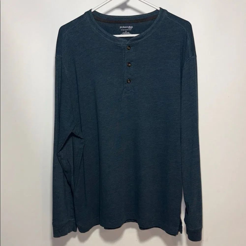 St. John's Bay Men's Dark Blue Long Sleeve Henley